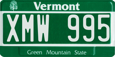 VT license plate XMW995