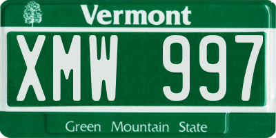 VT license plate XMW997