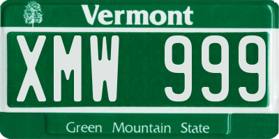 VT license plate XMW999