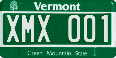 VT license plate XMX001