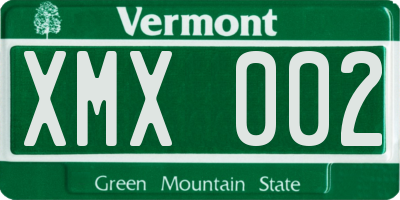 VT license plate XMX002