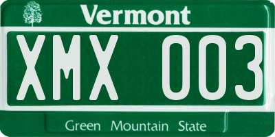 VT license plate XMX003