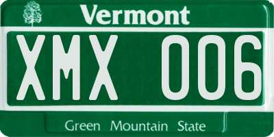 VT license plate XMX006