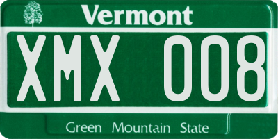VT license plate XMX008