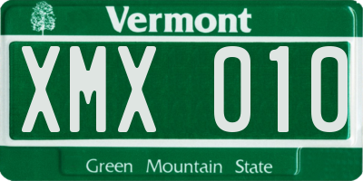 VT license plate XMX010