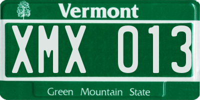 VT license plate XMX013