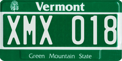 VT license plate XMX018