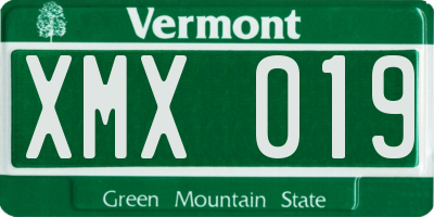 VT license plate XMX019