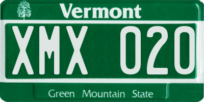 VT license plate XMX020
