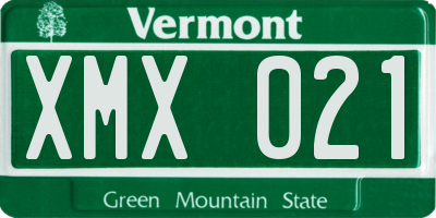 VT license plate XMX021