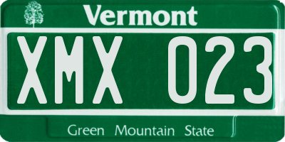 VT license plate XMX023