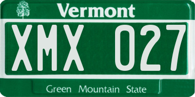 VT license plate XMX027