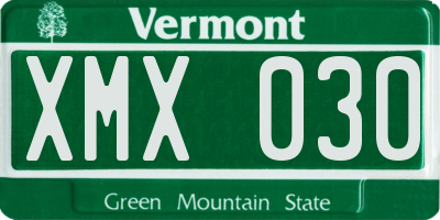 VT license plate XMX030