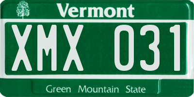 VT license plate XMX031