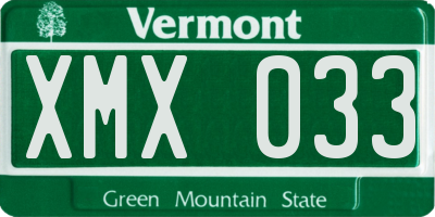VT license plate XMX033