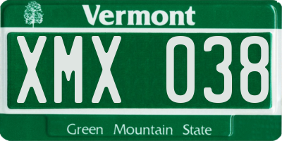 VT license plate XMX038