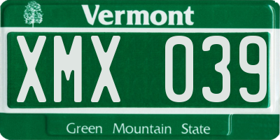 VT license plate XMX039