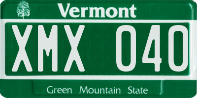 VT license plate XMX040