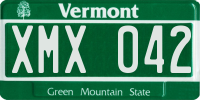 VT license plate XMX042