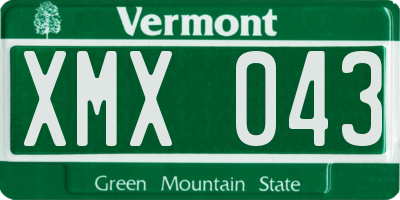 VT license plate XMX043