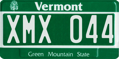 VT license plate XMX044