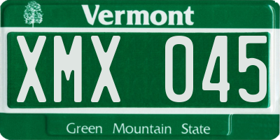VT license plate XMX045
