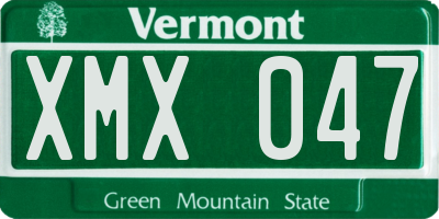 VT license plate XMX047