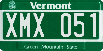 VT license plate XMX051