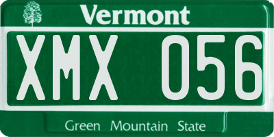 VT license plate XMX056