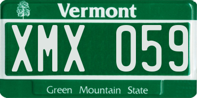 VT license plate XMX059