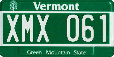 VT license plate XMX061