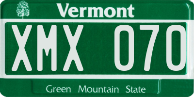 VT license plate XMX070