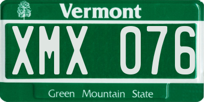 VT license plate XMX076
