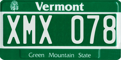 VT license plate XMX078