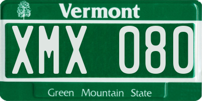 VT license plate XMX080
