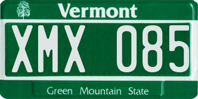 VT license plate XMX085