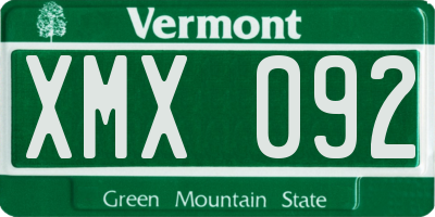 VT license plate XMX092