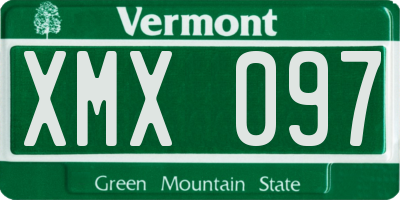 VT license plate XMX097