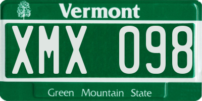 VT license plate XMX098