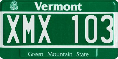 VT license plate XMX103
