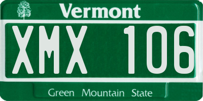 VT license plate XMX106