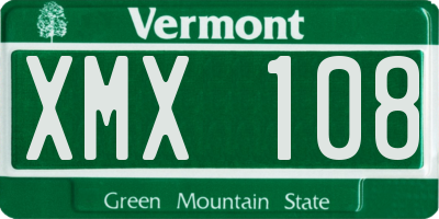 VT license plate XMX108