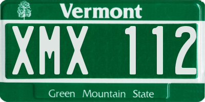 VT license plate XMX112