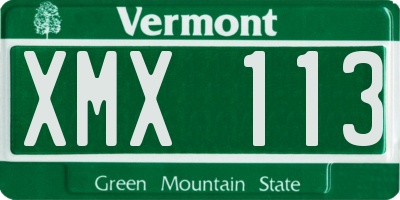 VT license plate XMX113