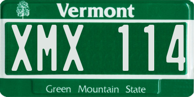 VT license plate XMX114
