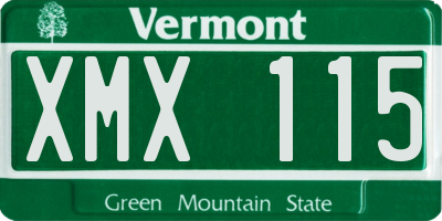 VT license plate XMX115