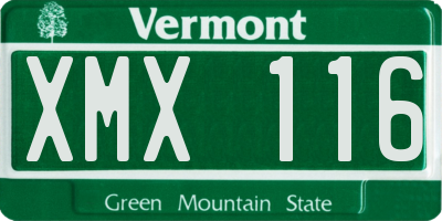 VT license plate XMX116