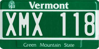 VT license plate XMX118