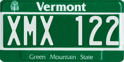 VT license plate XMX122