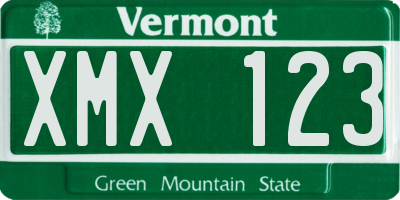 VT license plate XMX123